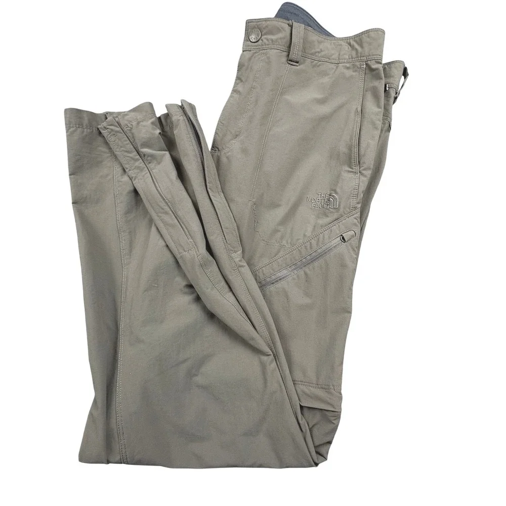 North Face‎ Convertible Pants Men 32 Olive Green Zip Off Hiking Outdoor READ